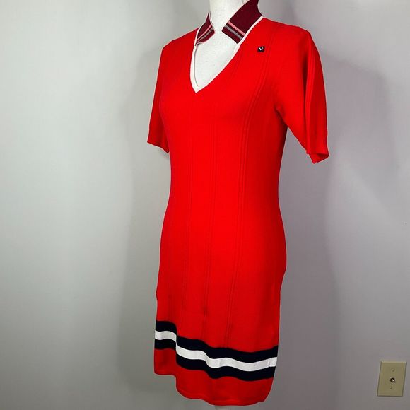 Movetes Dress Womens Size XS  Golf Cricket Pickleball Red Knit V-Neck - Picture 3 of 12
